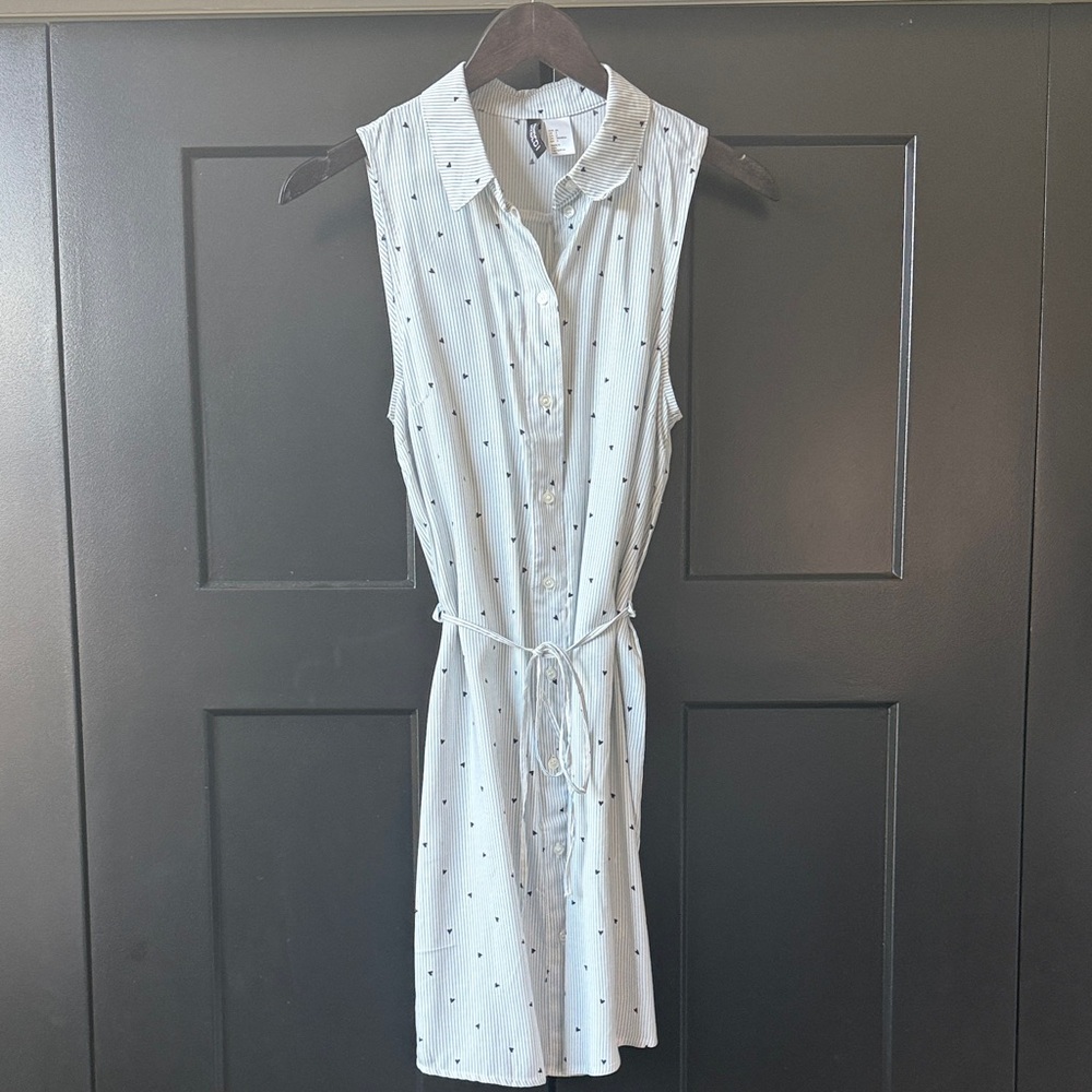 H&M White and Black Striped Mini Dress